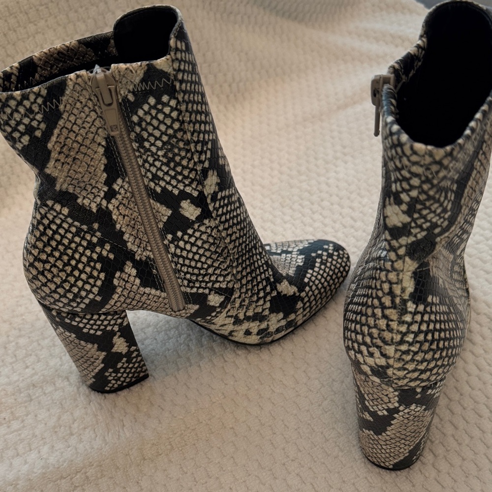 Aldo Monochrome Snake-Print Ankle Boots